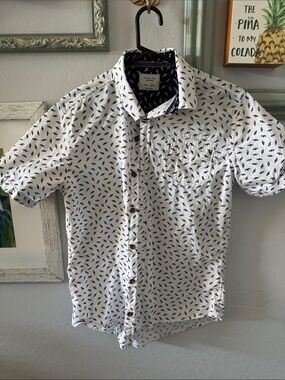 Levi's Kids White Short-Sleeve Shirt with Navy Micro Print